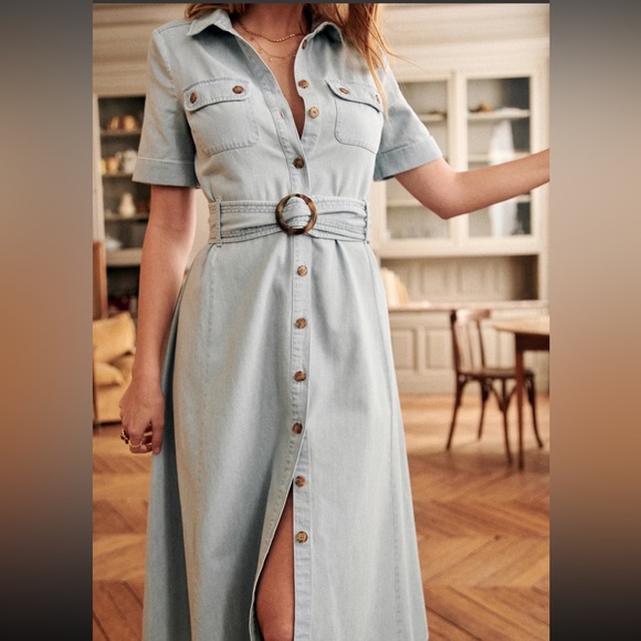 Sezane Dresses & Skirts - Jeanette light denim utility dress Sezane